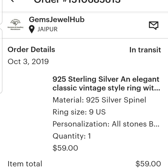 Black Spinel 3 Stone Silver Ring - Picture 4 of 4